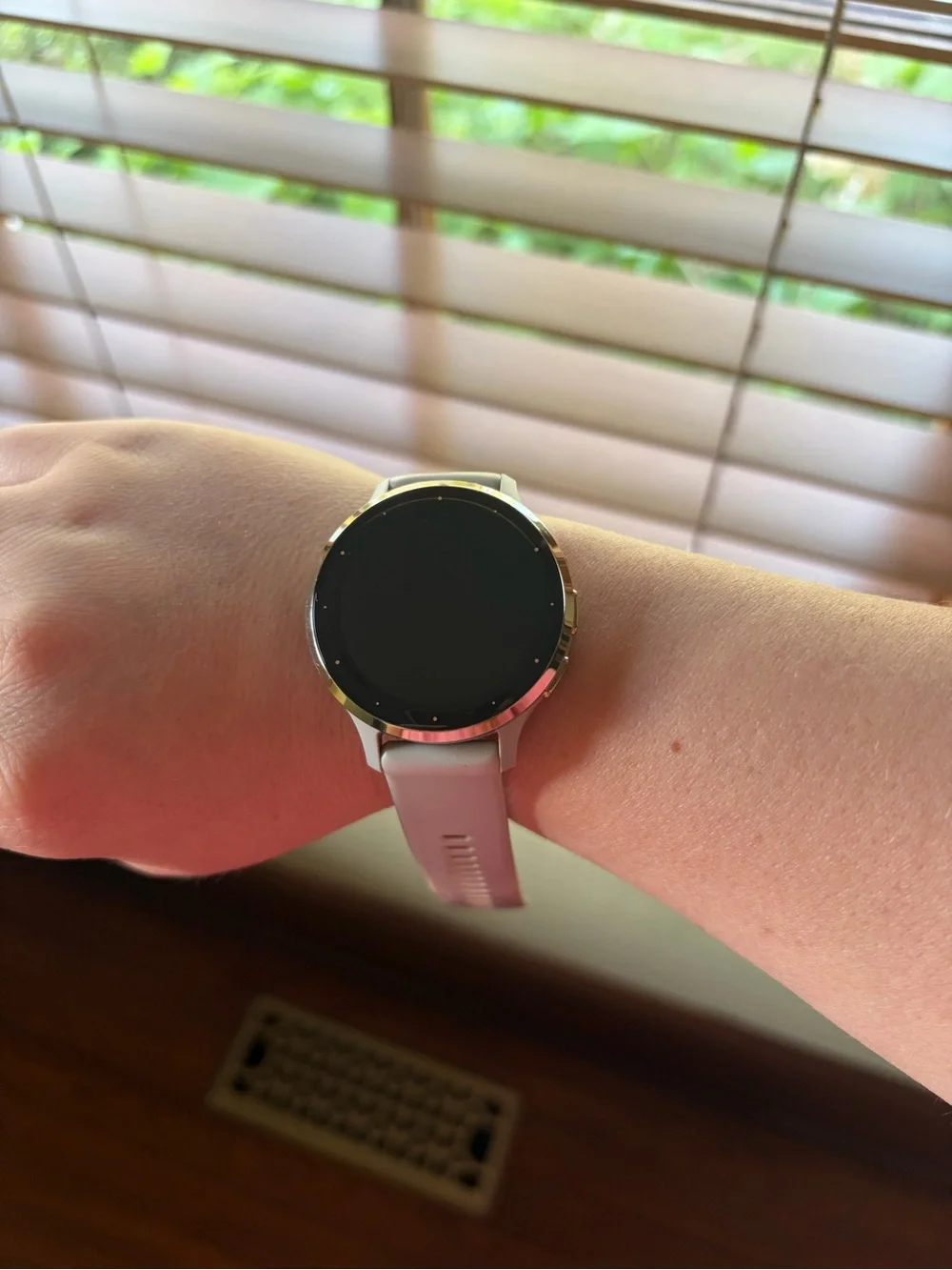 Garmin Venu3 Smartwatch with Light Gray Band and Gold bezel